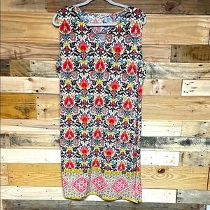 Messini size XL Floral Lightweight Sleeveless Slinky V-neck Midi Dress